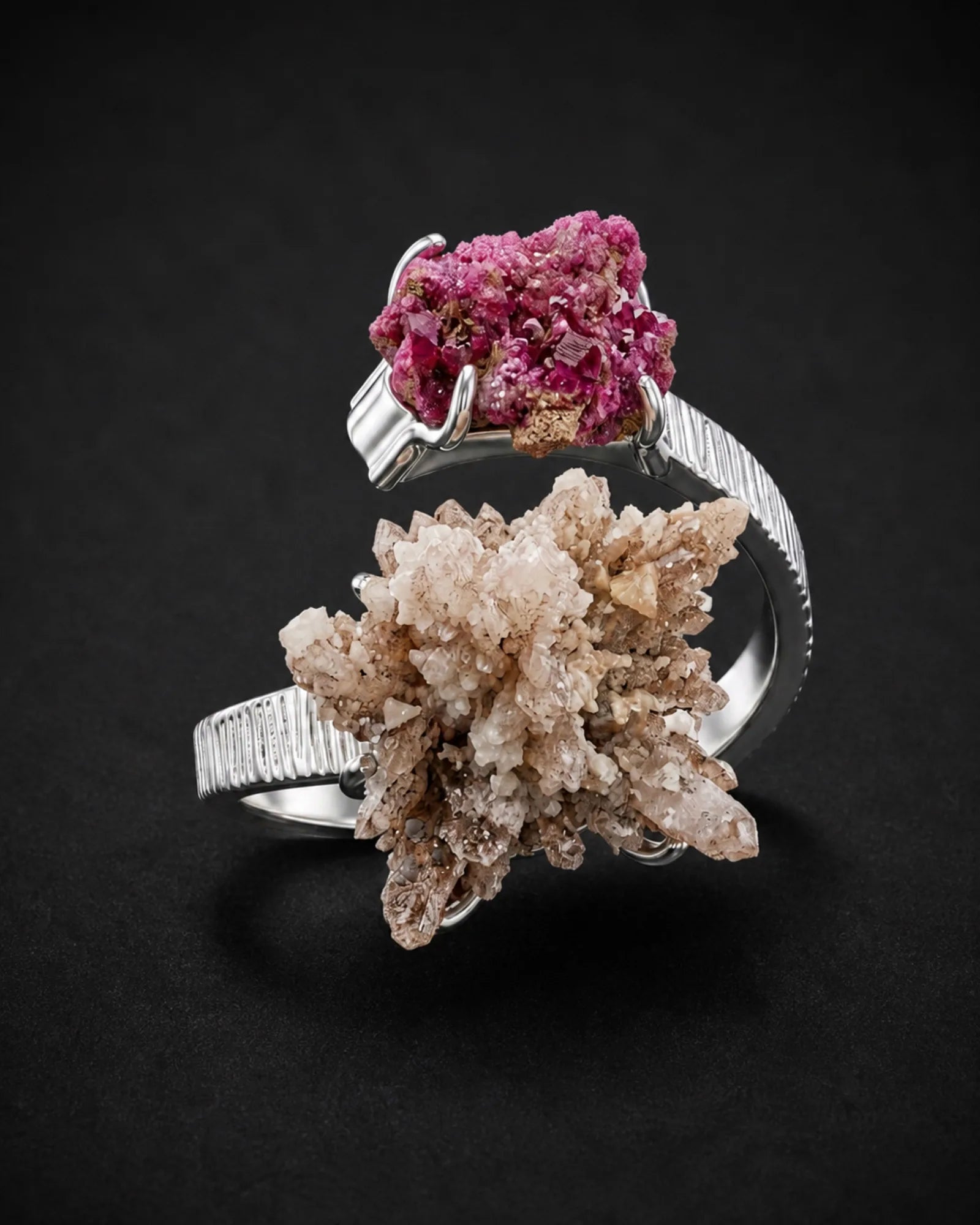 Pink Encounter Ring — JR01-017 — three-quarter construction view