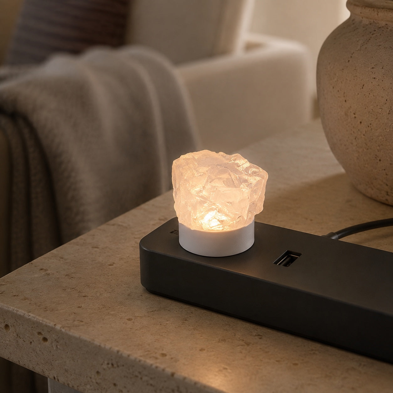 Blush Quartz powered USB night light