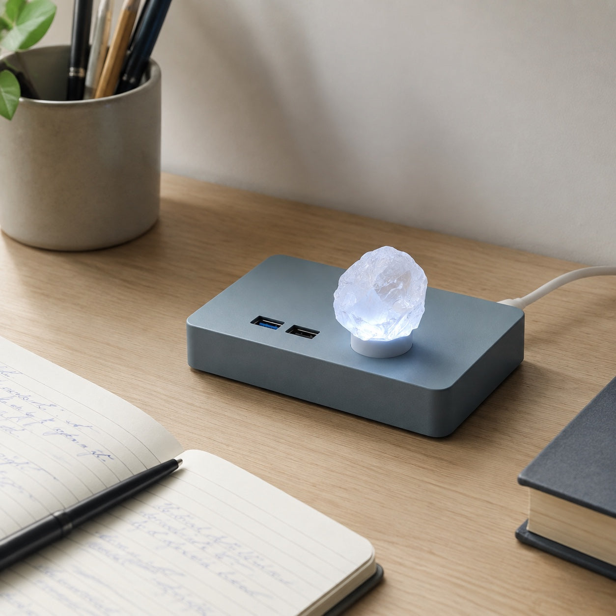 Clear White Crystal powered USB night light