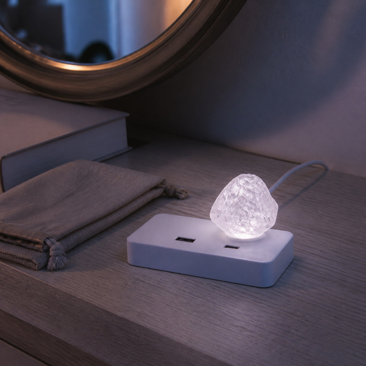 Icy White Crystal powered USB night light