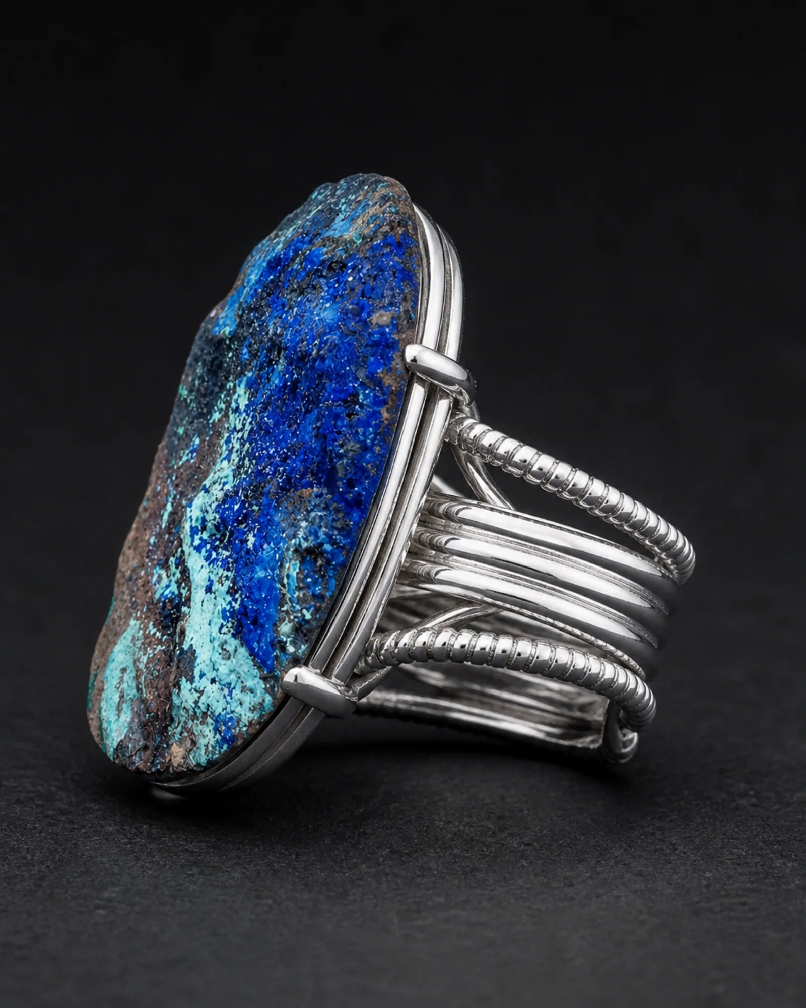 Blue Current Ring — JR01-000 — side and back construction view