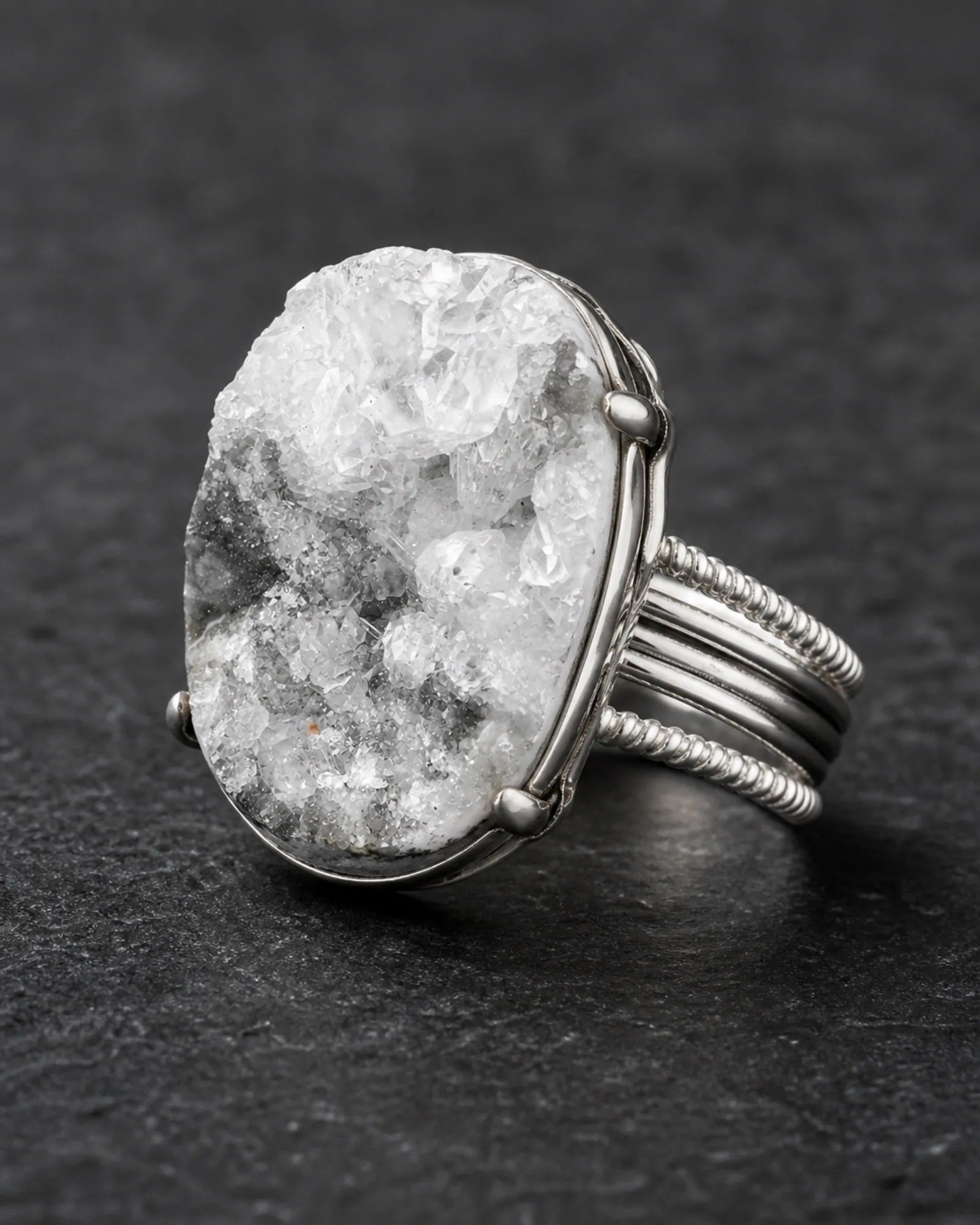 Clear Crest Ring — JR01-001 — three-quarter construction view