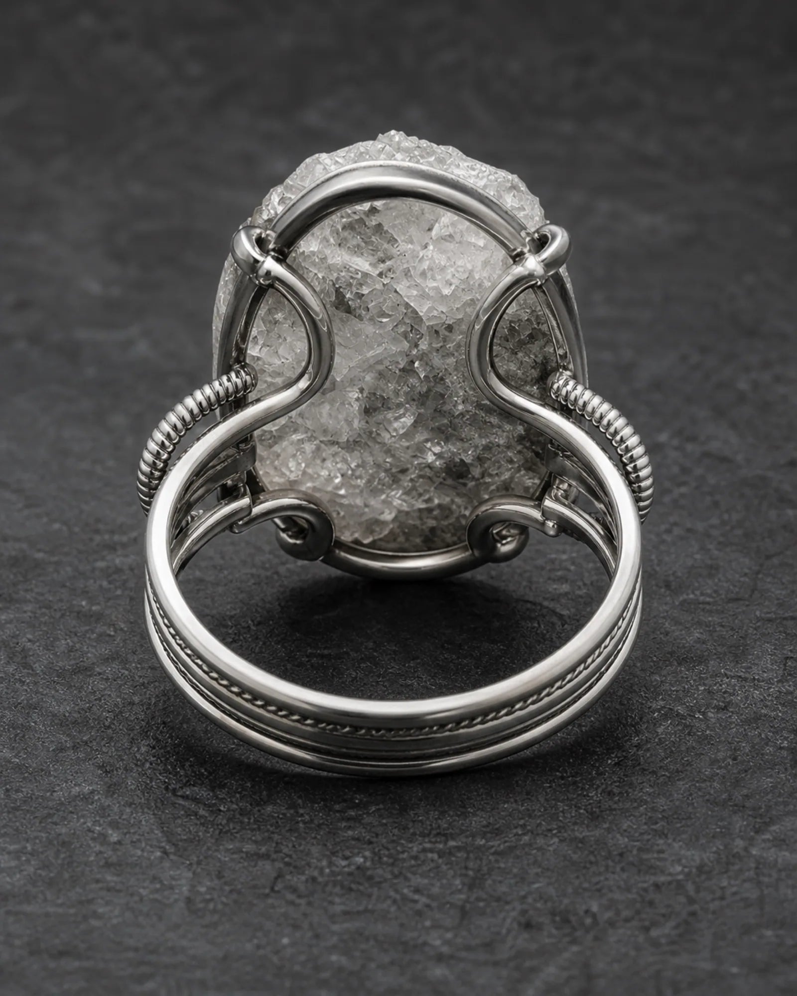 Clear Crest Ring — JR01-001 — side and back construction view