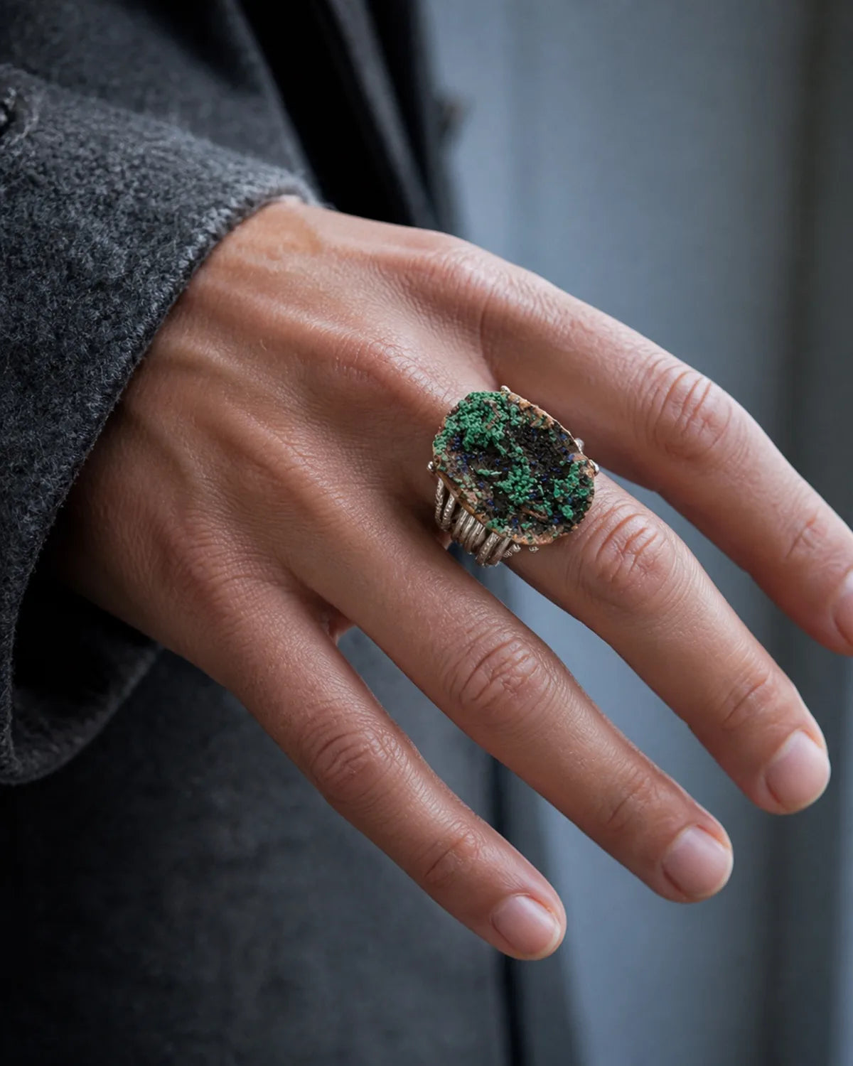 Green Signal Ring — JR01-003 — on-hand scale reference