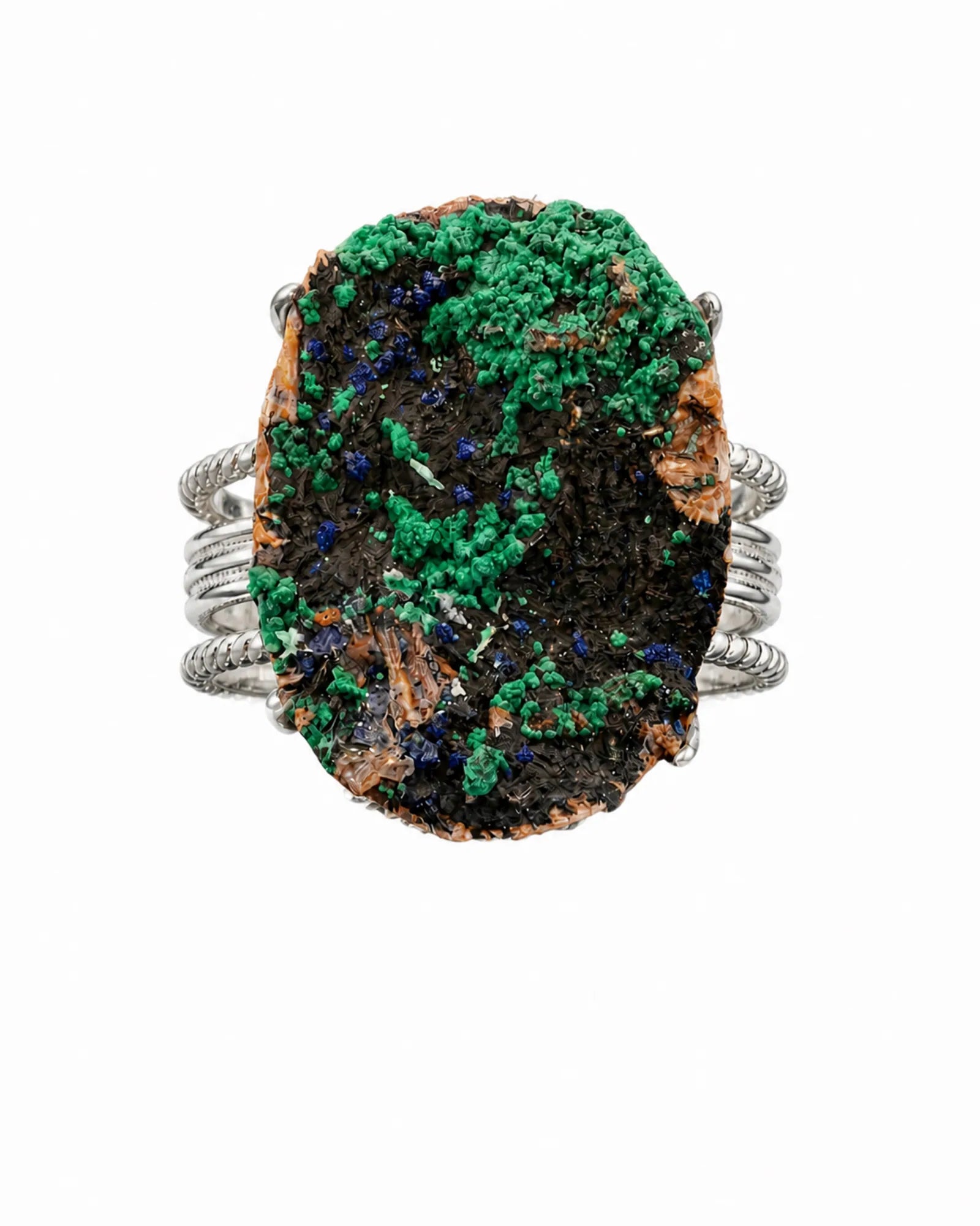 Green Signal Ring — natural mineral ring