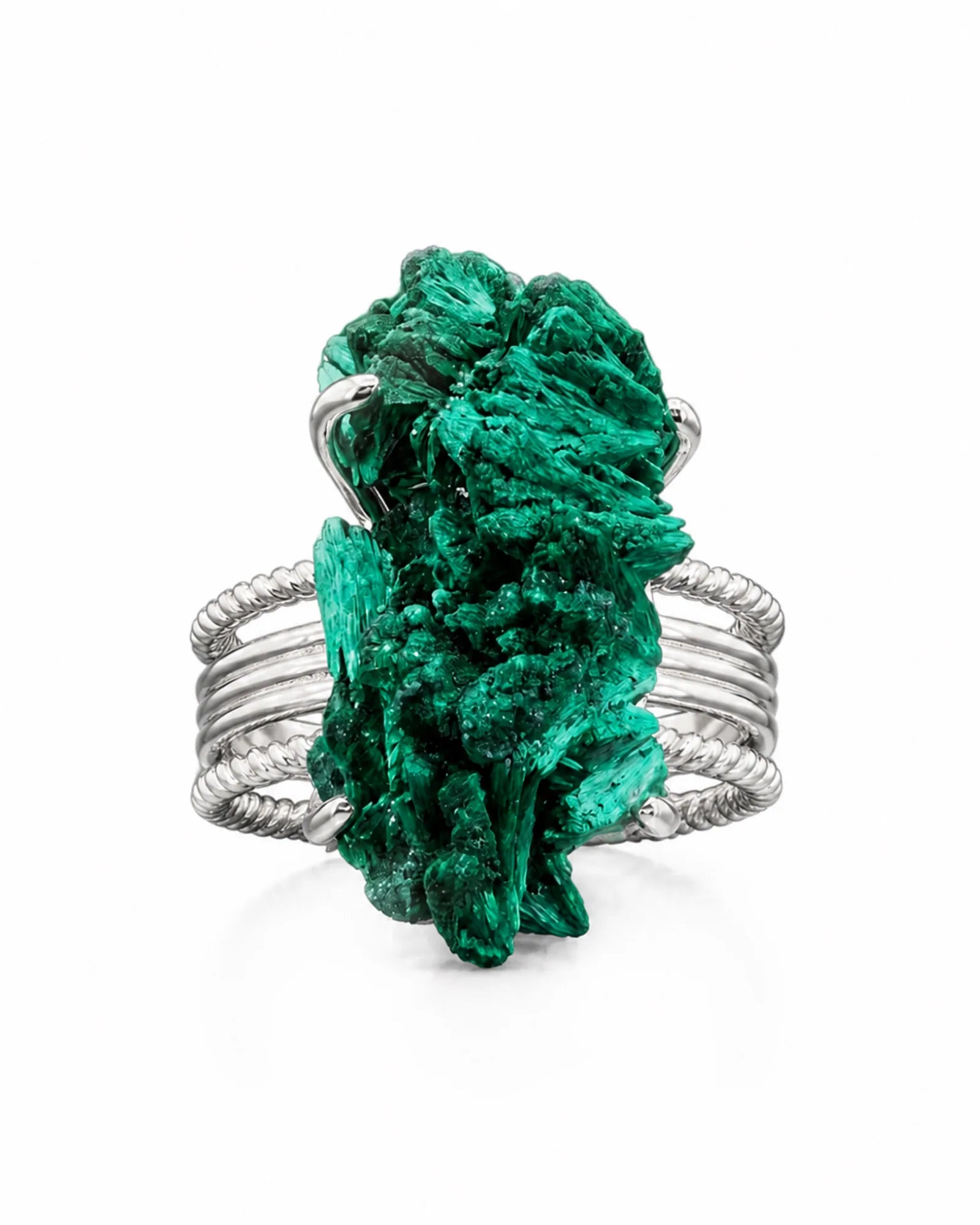 Verdant Spine Ring — natural mineral ring