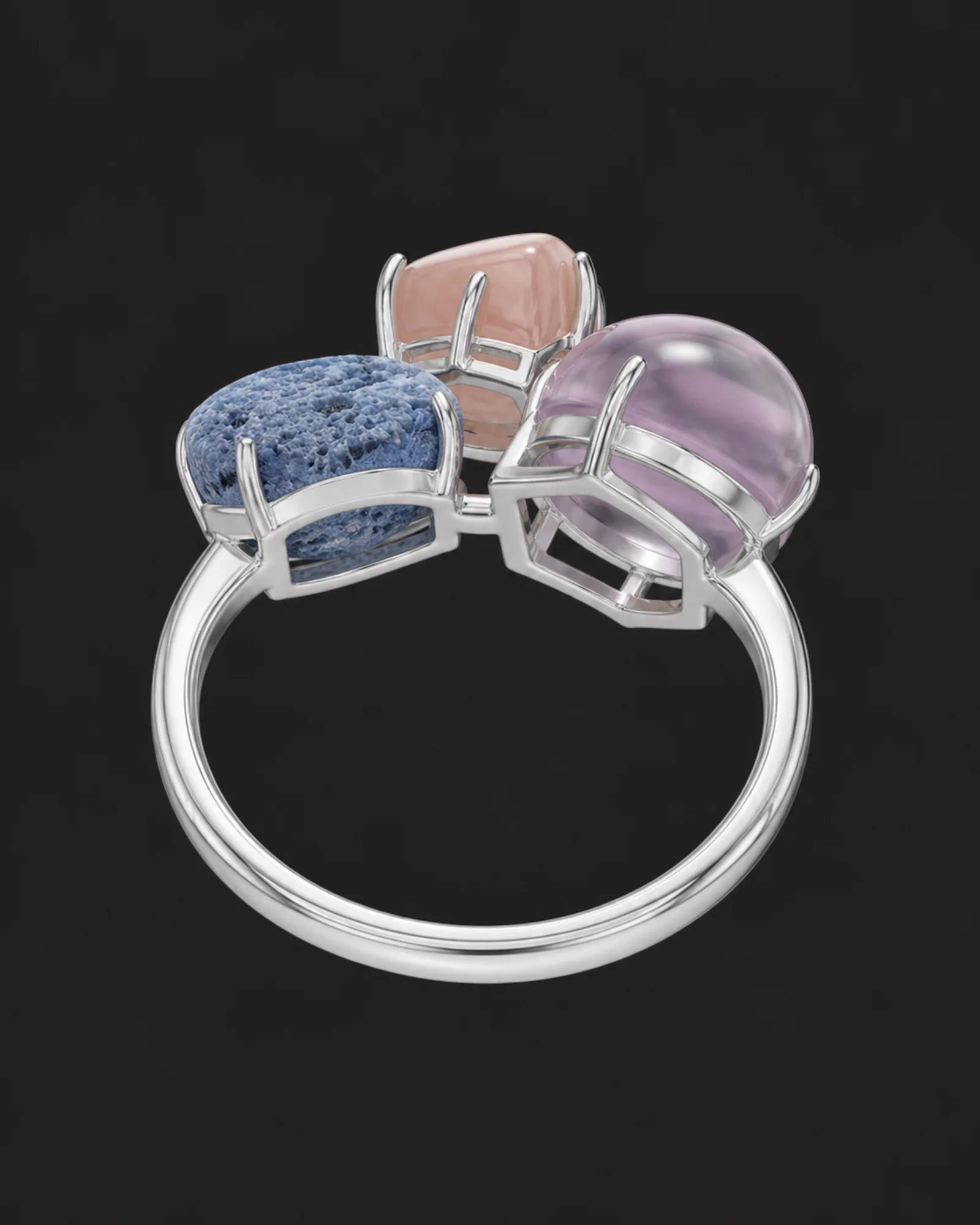 Three Quiet Colors Ring — JR01-012 — side and back construction view
