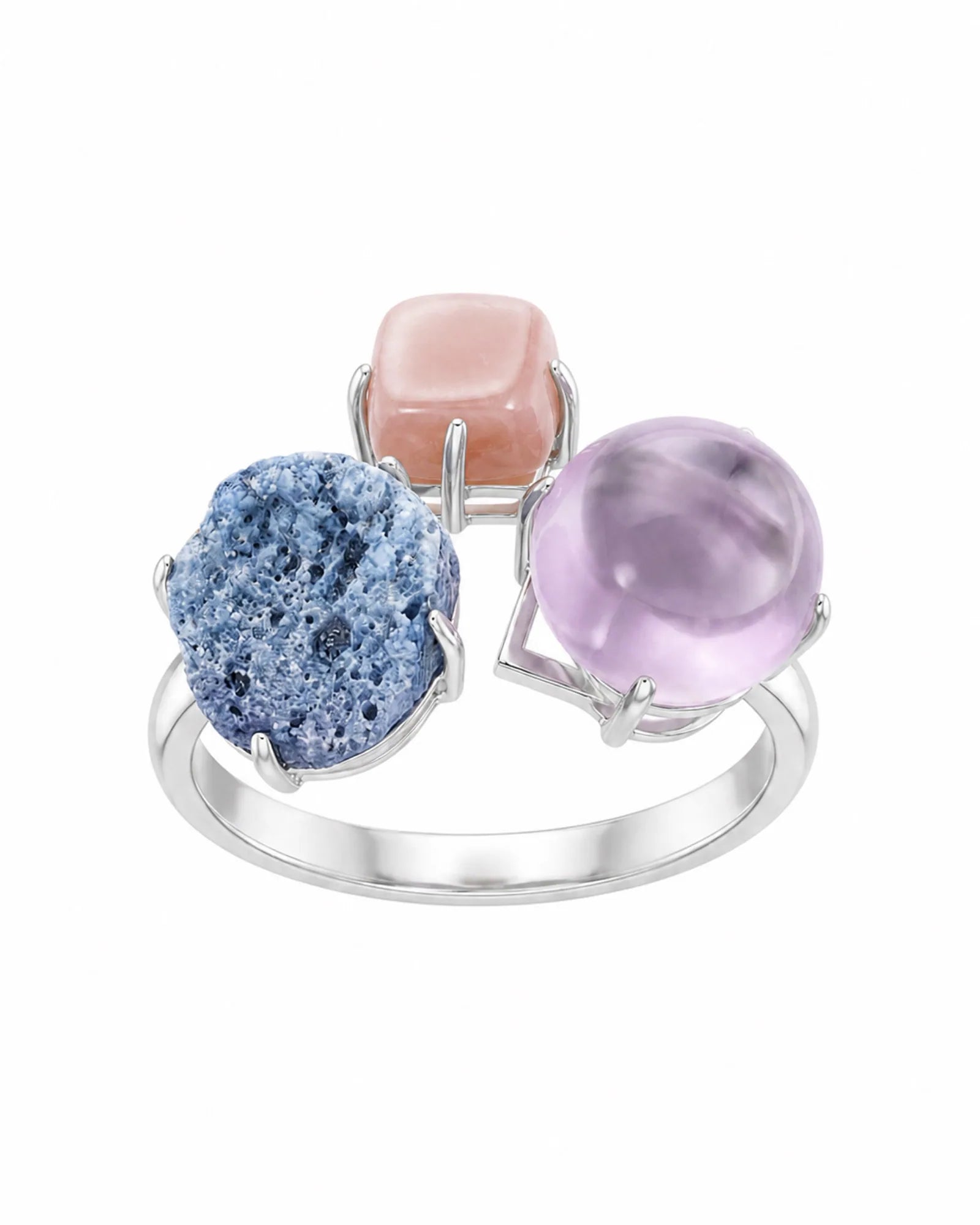 Three Quiet Colors Ring — natural mineral ring