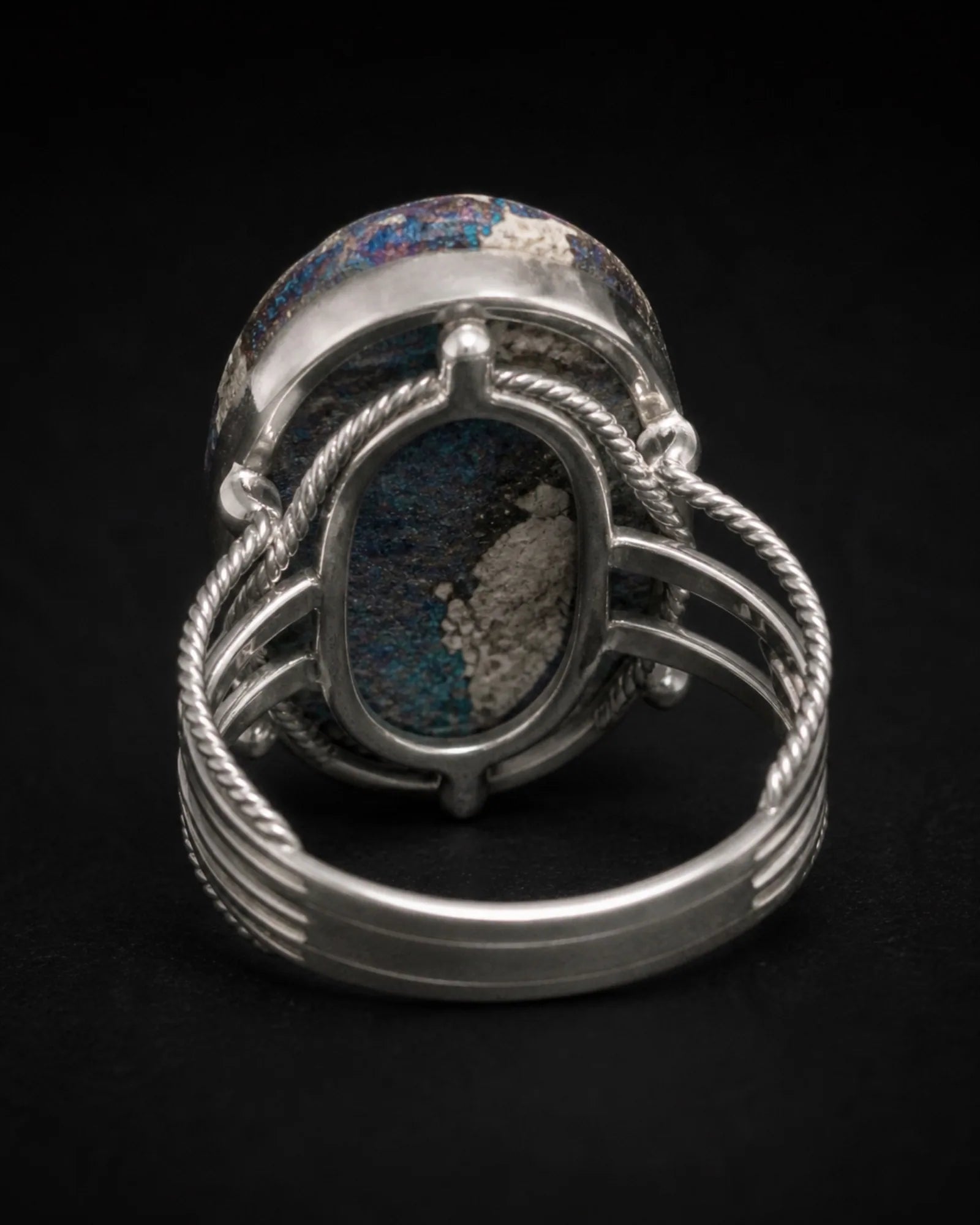 Blue Mosaic Ring — JR01-014 — setting and construction detail