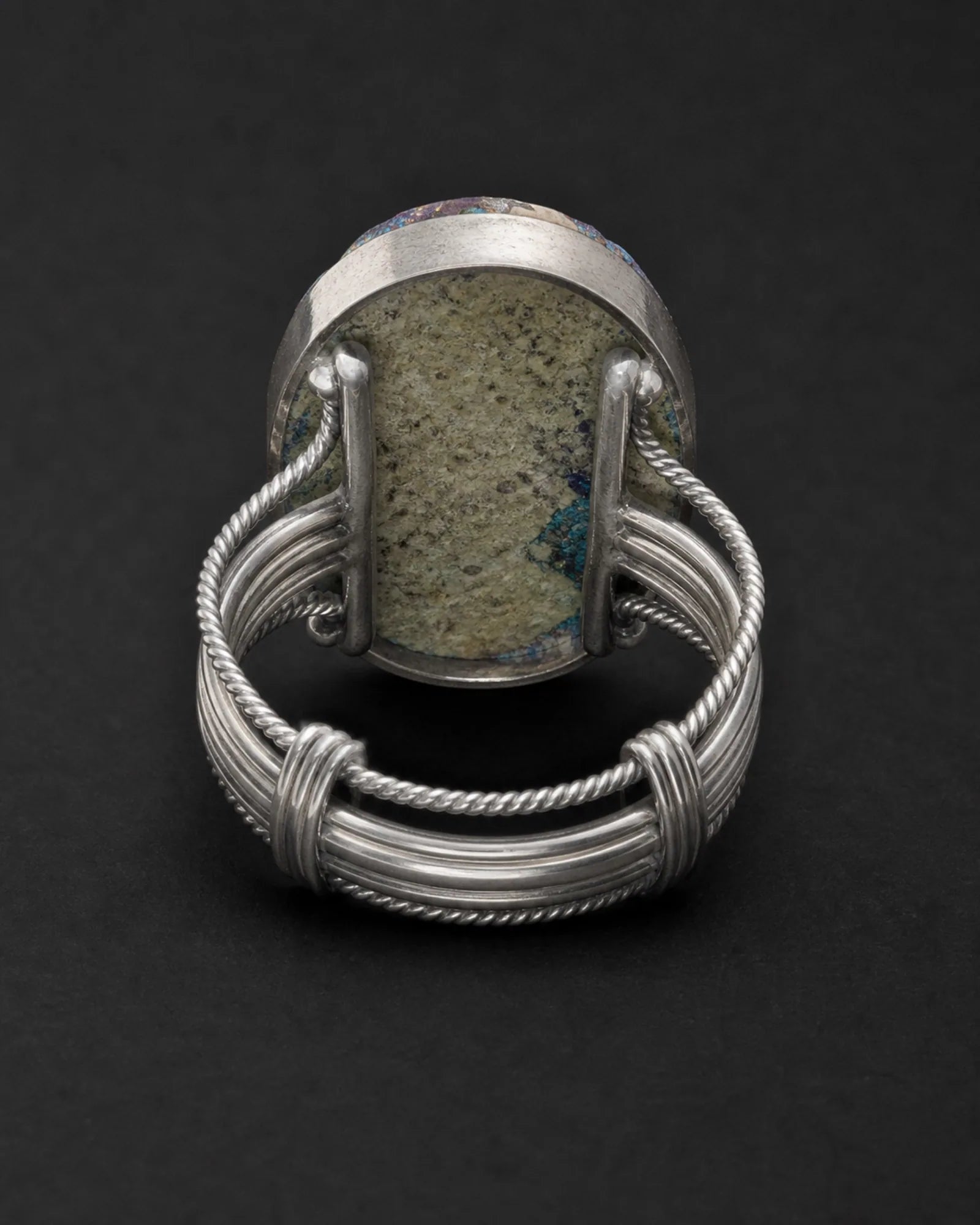 Blue Mosaic Ring — JR01-014 — side and back construction view