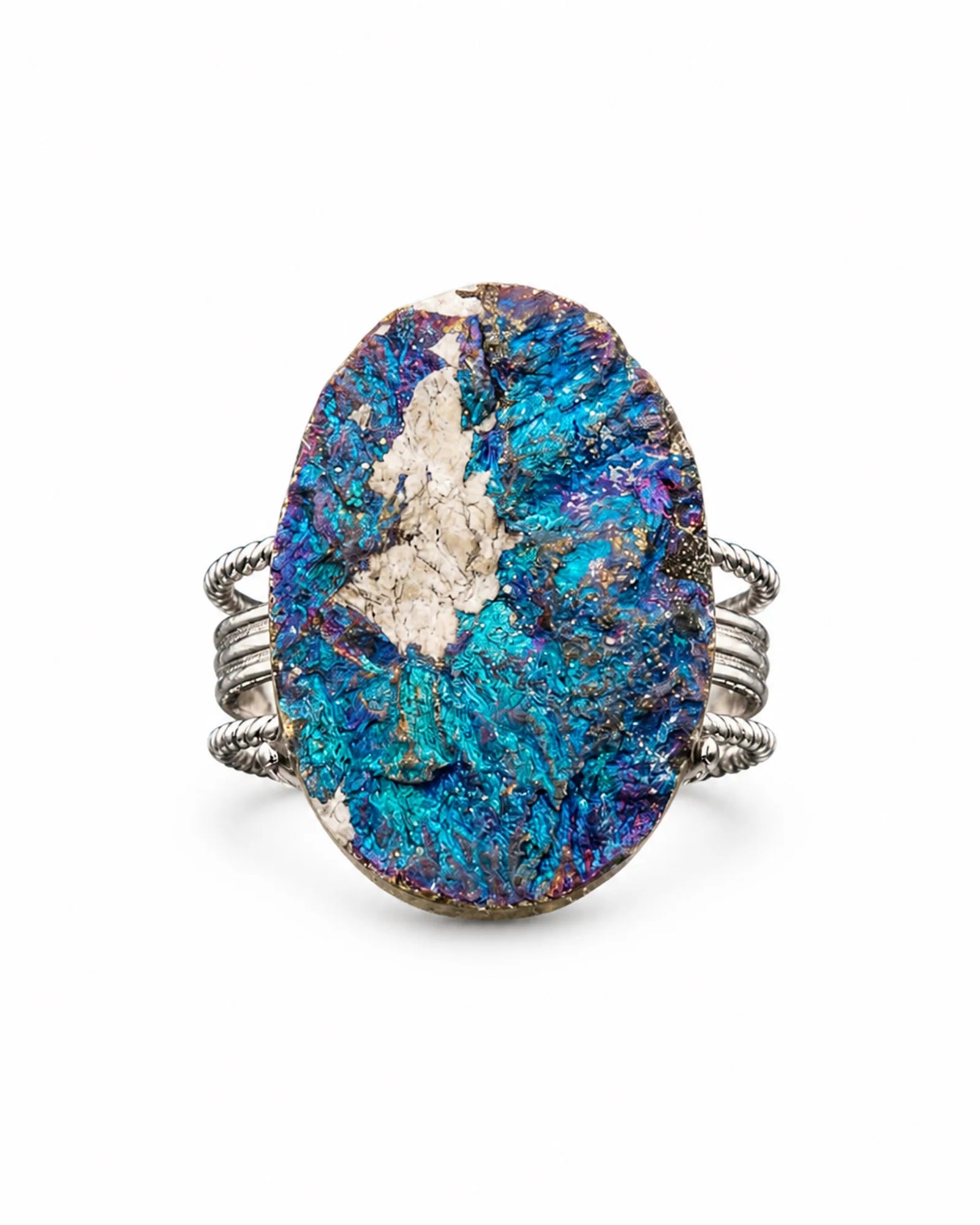 Blue Mosaic Ring — natural mineral ring