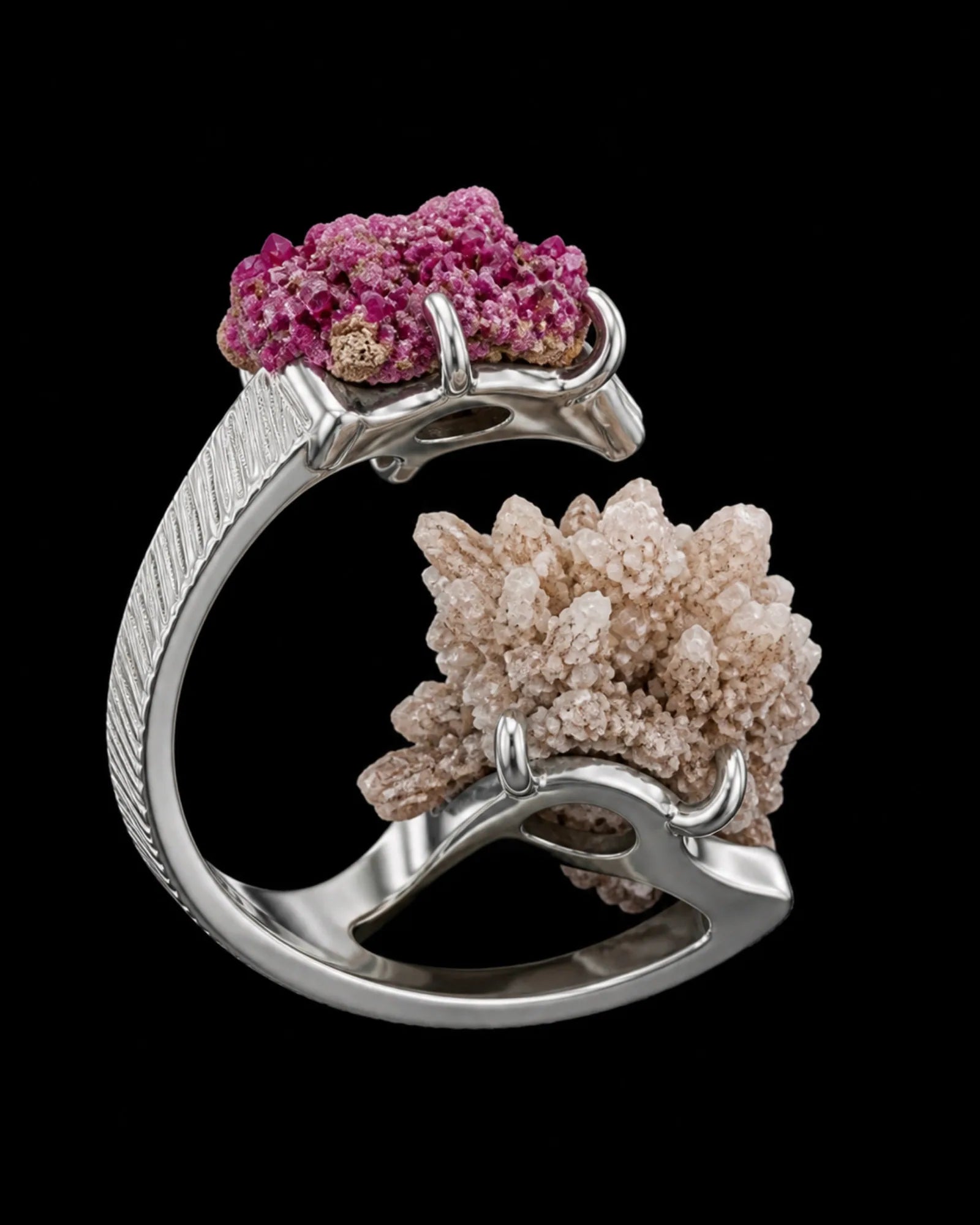 Pink Encounter Ring — JR01-017 — setting and construction detail