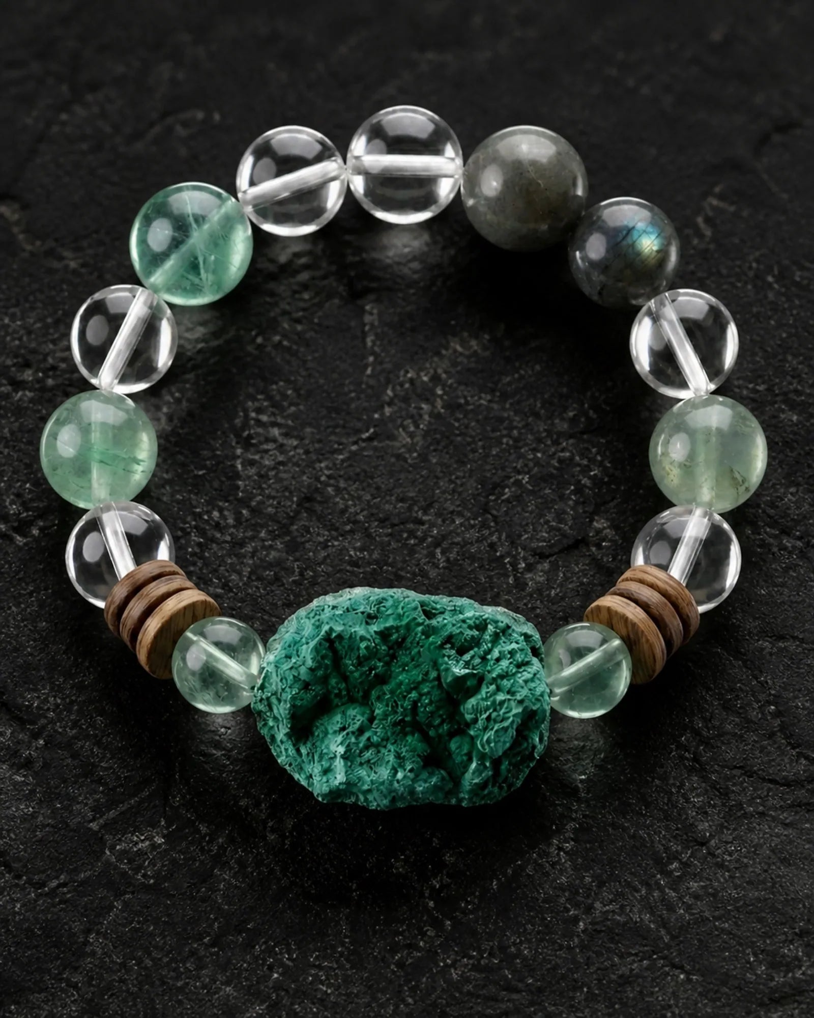 Green Anchor Bracelet — SL01-002 — bead sequence and connection detail