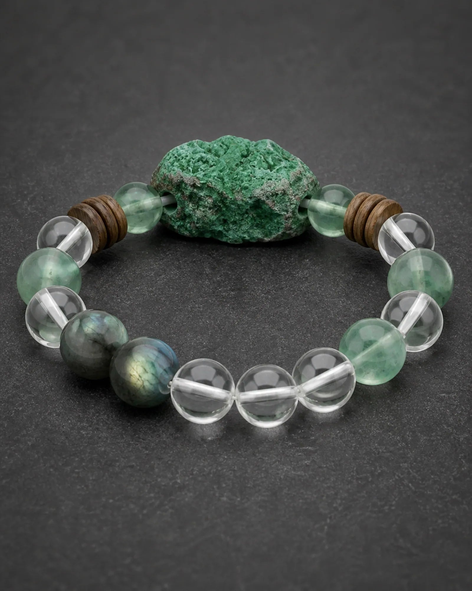 Green Anchor Bracelet — SL01-002 — side and back construction view