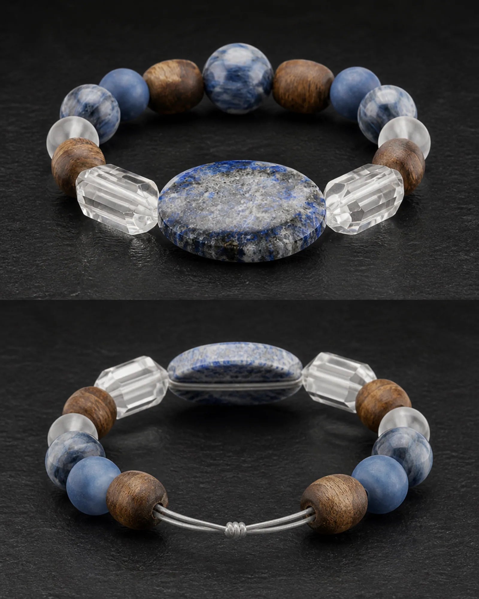 Blue Compass Bracelet — SL01-005 — side and back construction view