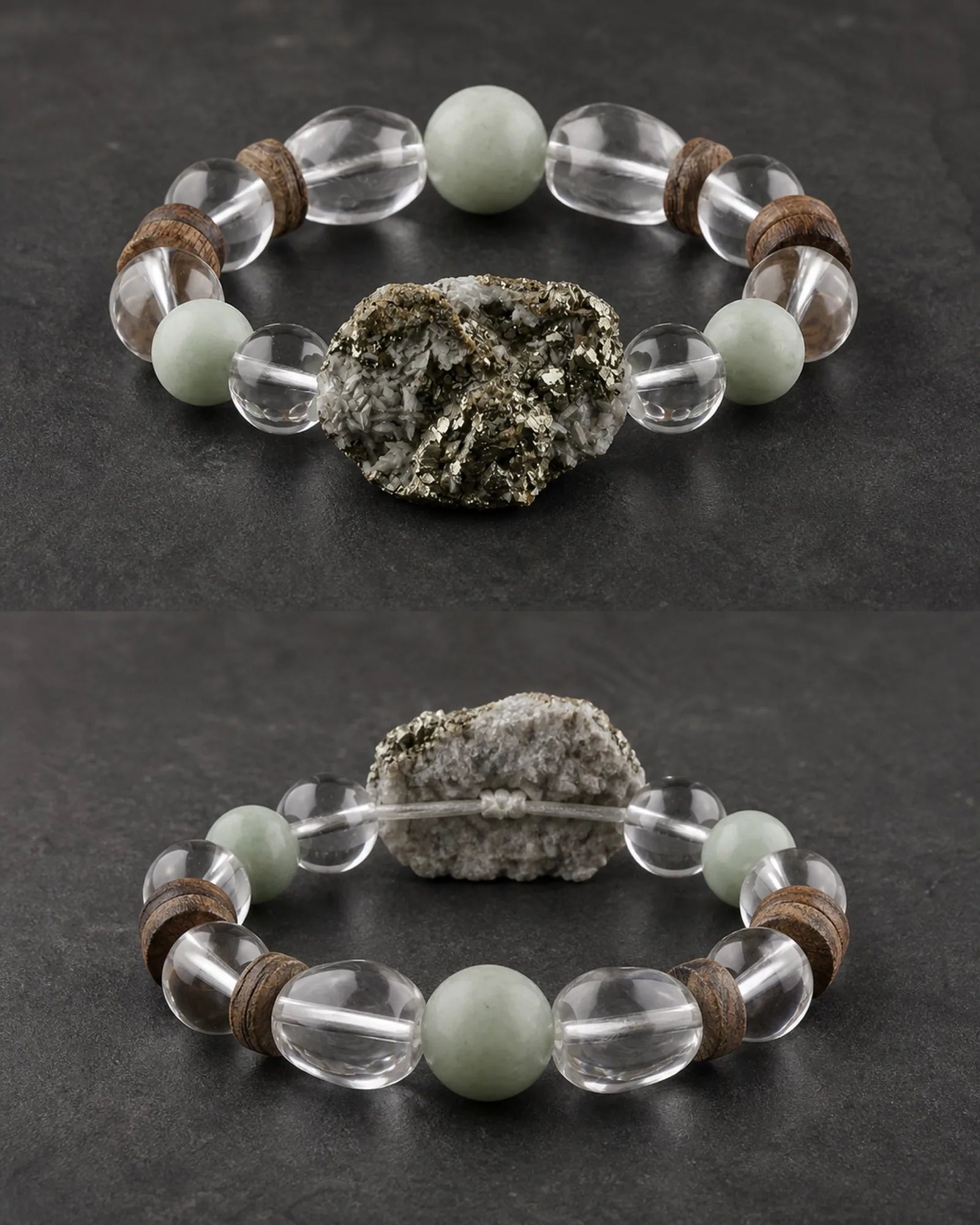 Silver Ground Bracelet — SL01-007 — side and back construction view