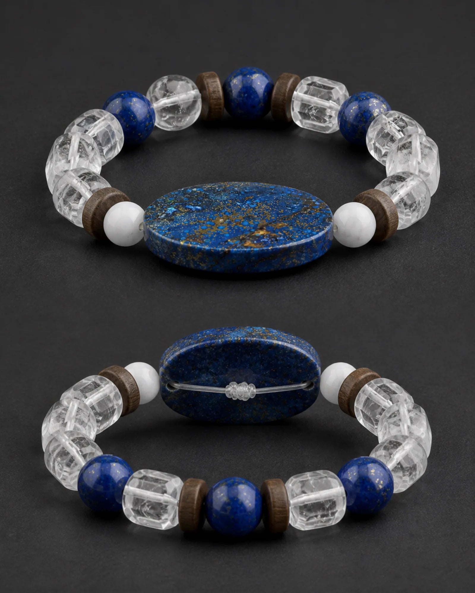 Blue Map Bracelet — SL01-014 — side and back construction view