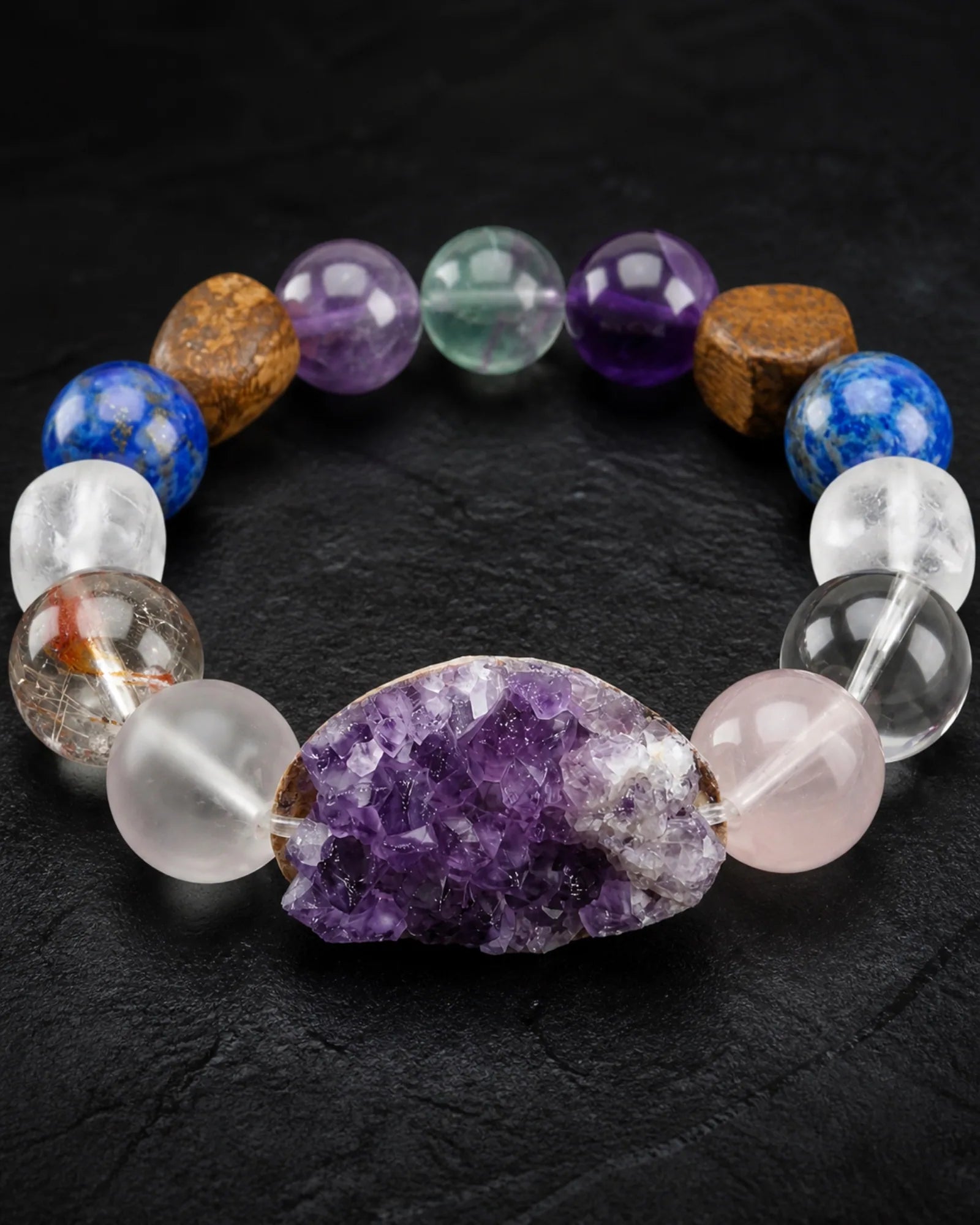 Violet Compass Bracelet — SL01-018 — bead sequence and connection detail